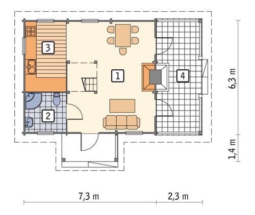 Rzut parteru POW. 40,5 m²