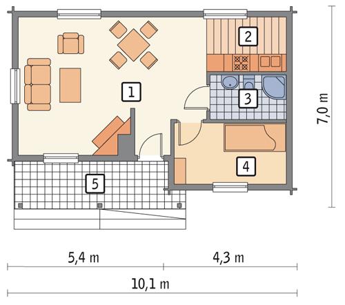 Rzut parteru POW. 45,3 m²