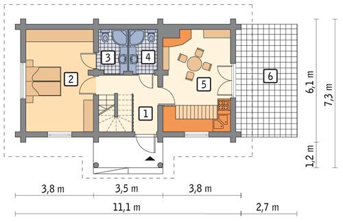 Rzut parteru POW. 46,5 m²