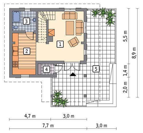 Rzut parteru POW. 35,6 m²