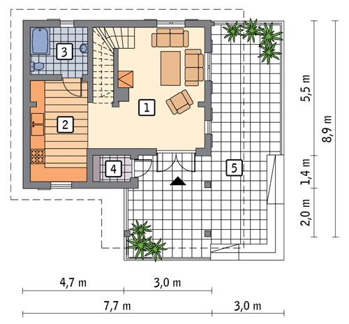 Rzut parteru POW. 35,6 m²