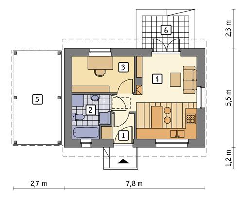 Rzut parteru POW. 29,4 m²