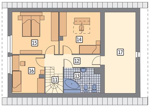 Rzut poddasza lustro POW. 80,1 m²