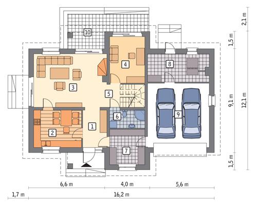 Rzut parteru POW. 123,3 m²