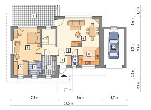 Rzut parteru POW. 100,5 m²
