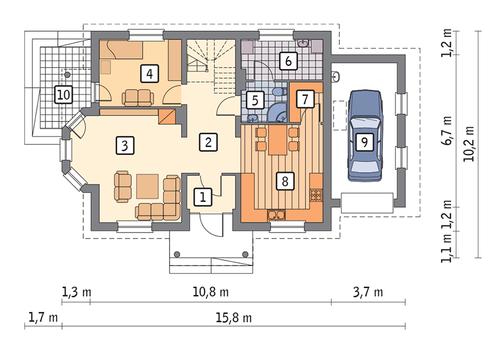 Rzut parteru POW. 95,4 m²