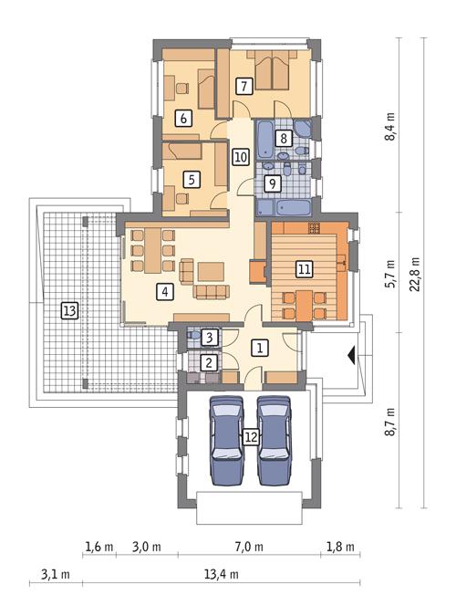 Rzut parteru POW. 155,2 m²