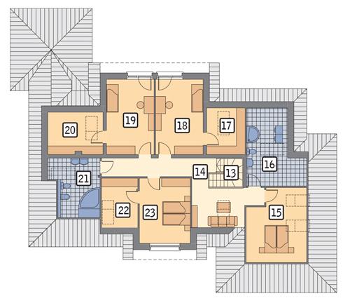 Rzut poddasza lustro POW. 158,9 m²