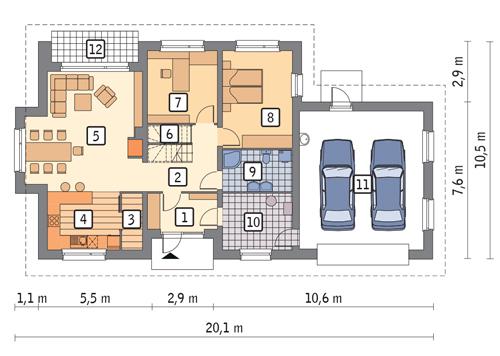 Rzut parteru POW. 137,5 m²