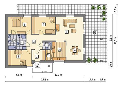 Rzut parteru POW. 119,5 m²