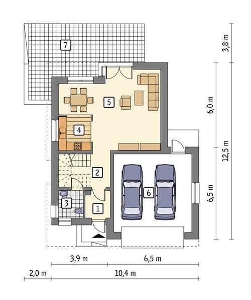 Rzut parteru POW. 81,6 m²