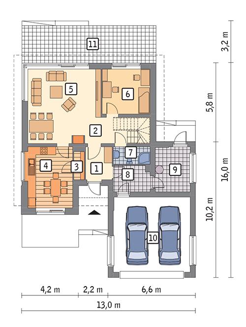 Rzut parteru POW. 120,4 m²