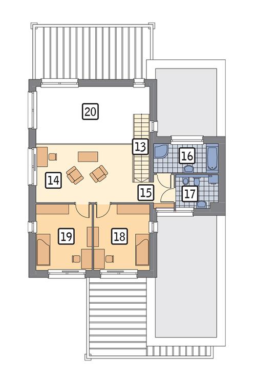 Rzut piętra POW. 69,2 m²