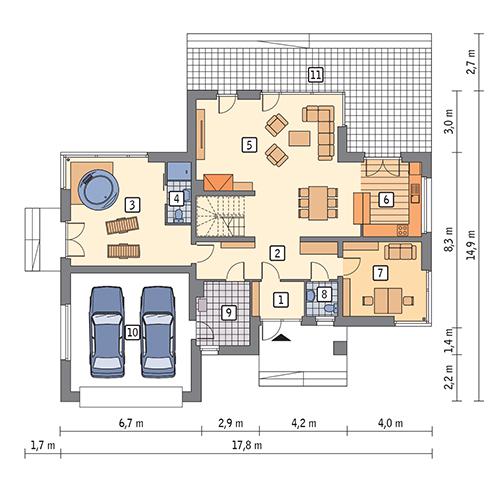 Rzut parteru POW. 157,1 m²
