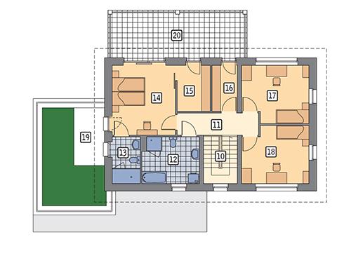 Rzut piętra POW. 101,2 m²