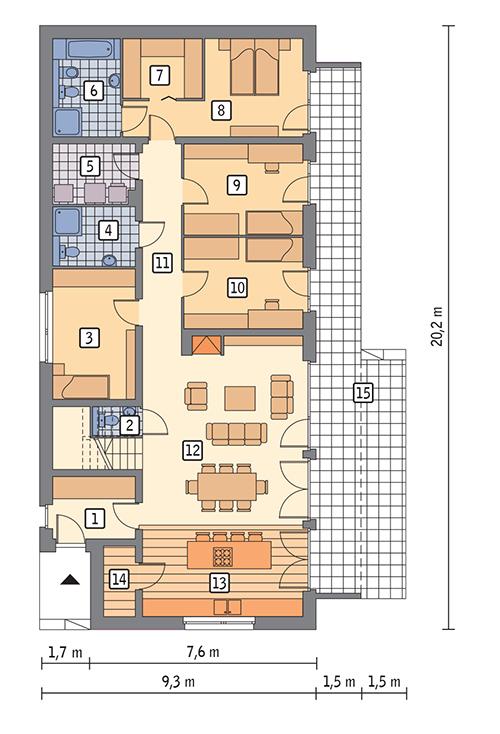 Rzut parteru POW. 139,5 m²