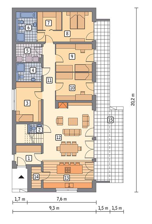 Rzut parteru POW. 139,5 m²