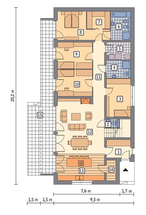 Rzut parteru lustro POW. 139,5 m²