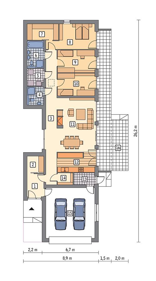 Rzut parteru POW. 164,3 m²