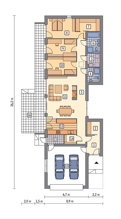 Rzut parteru lustro POW. 164,3 m²