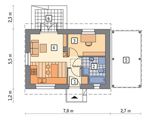 Rzut parteru lustro POW. 29,4 m²