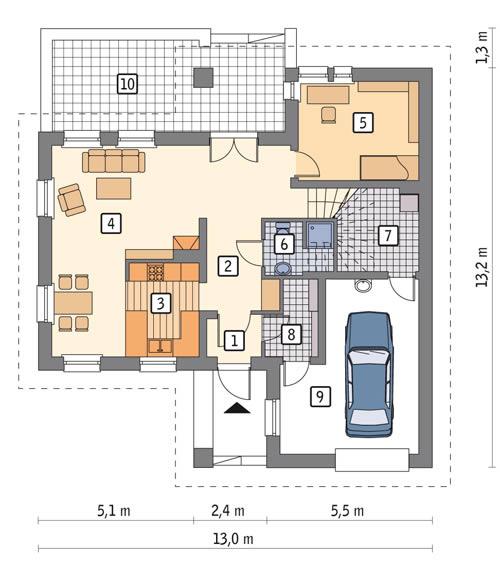 Rzut parteru POW. 97,7 m²