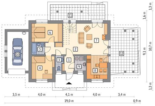 Rzut parteru POW. 95,7 m²