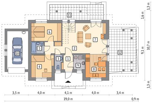 Rzut parteru POW. 95,7 m²