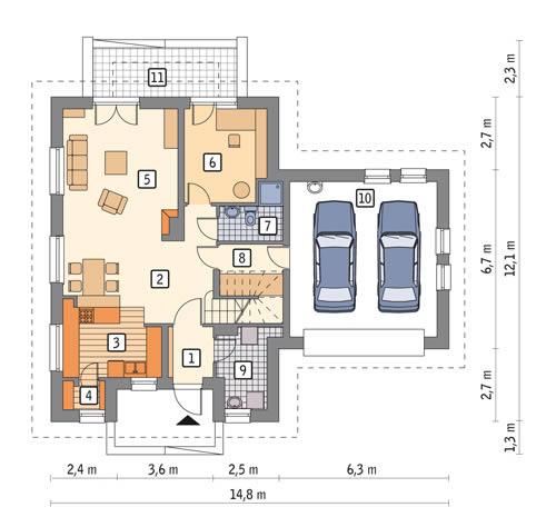 Rzut parteru POW. 106,1 m²