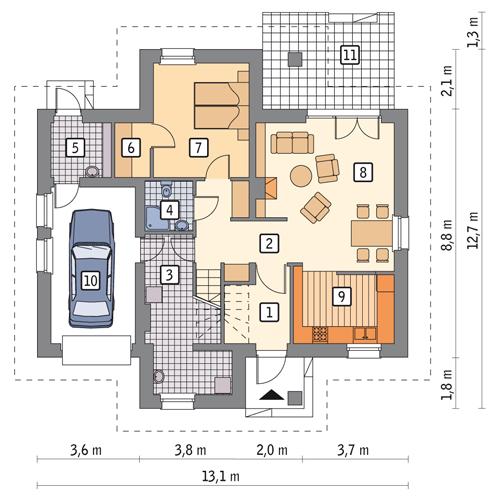 Rzut parteru POW. 95,1 m²