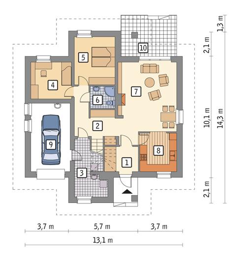 Rzut parteru POW. 110,5 m²