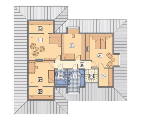 Rzut poddasza POW. 125,8 m²