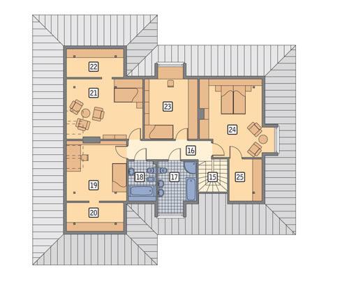 Rzut poddasza POW. 125,8 m²
