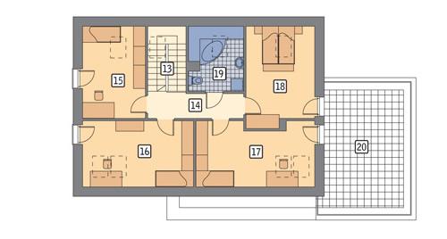 Rzut poddasza lustro POW. 114,5 m²