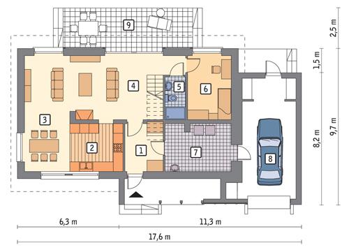 Rzut parteru POW. 110,3 m²