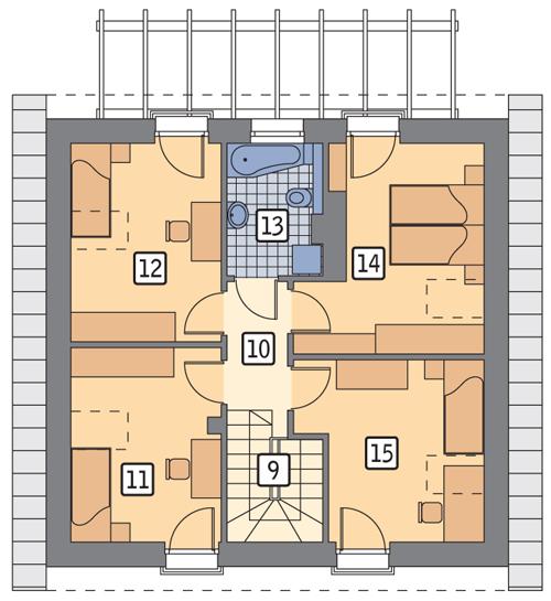 Rzut poddasza POW. 64,1 m²