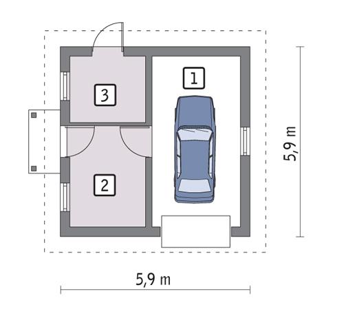 Rzut parteru POW. 28,8 m²