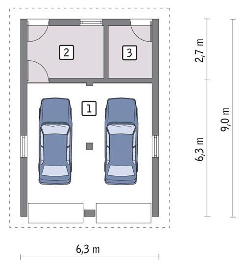 Rzut parteru POW. 47,9 m²