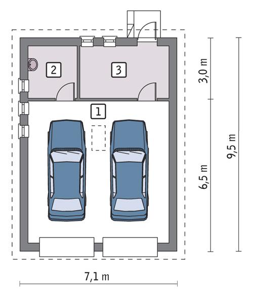 Rzut parteru POW. 53,5 m²