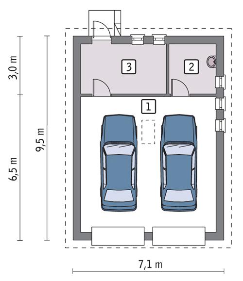 Rzut parteru lustro POW. 53,5 m²