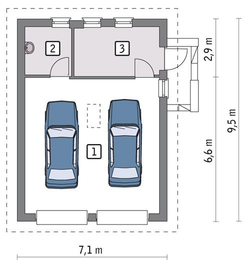 Rzut parteru POW. 53,5 m²