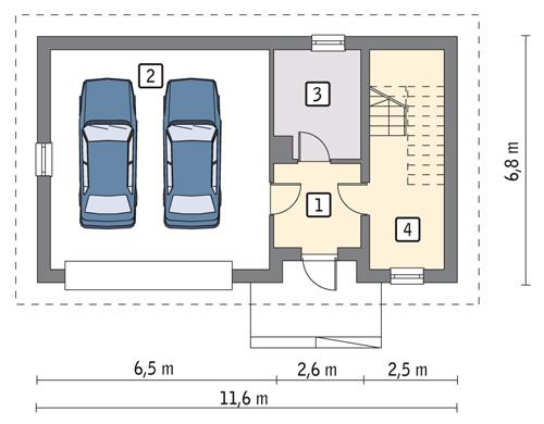 Rzut parteru POW. 59,9 m²