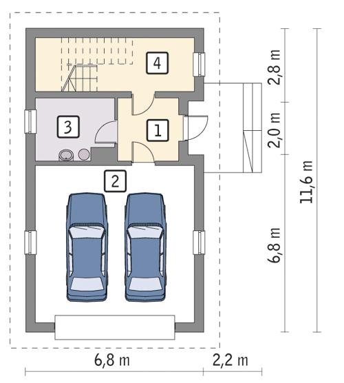 Rzut parteru POW. 59,9 m²