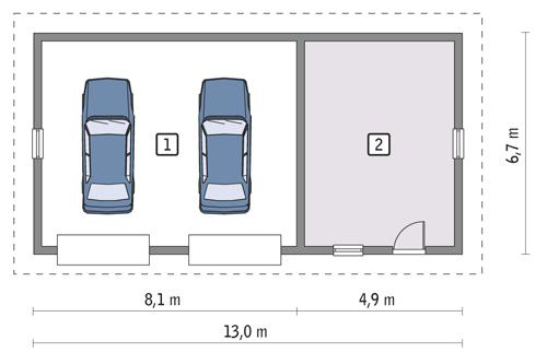 Rzut parteru POW. 76,4 m²