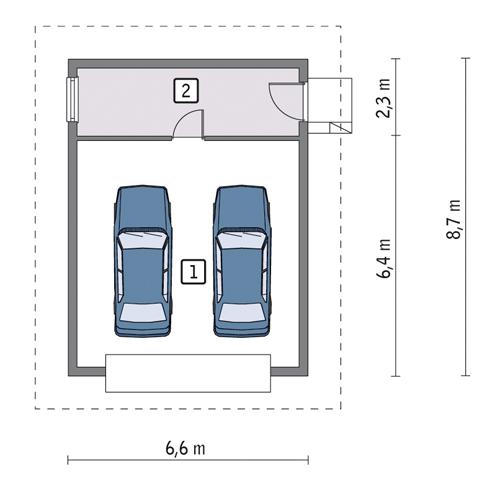 Rzut parteru POW. 48,1 m²