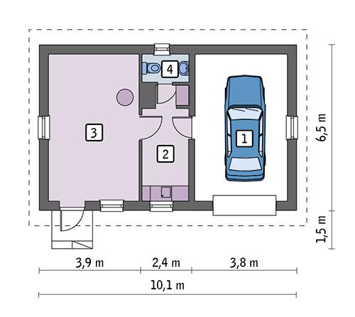 Rzut parteru POW. 49,7 m²