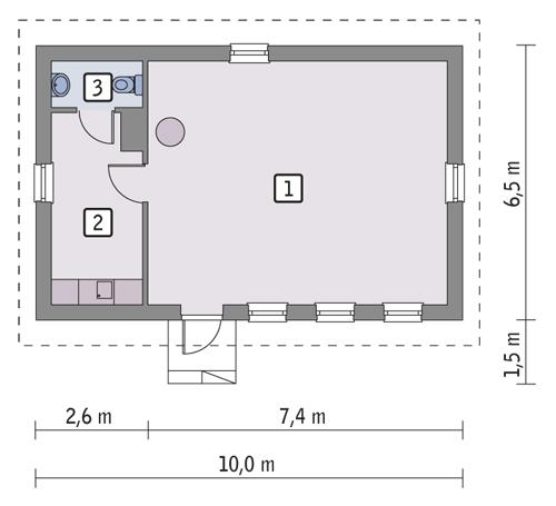 Rzut parteru POW. 52,0 m²