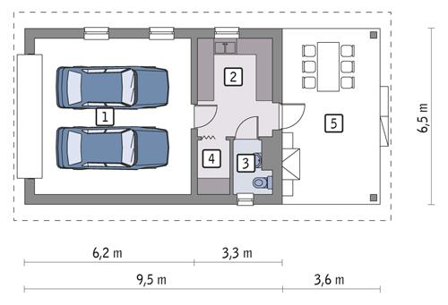 Rzut parteru POW. 46,8 m²