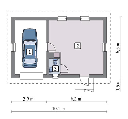 Rzut parteru POW. 51,1 m²