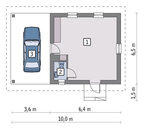 Rzut parteru POW. 32,0 m²
